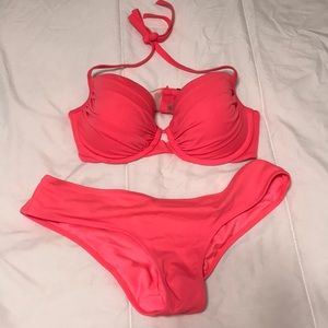 Coral Victoria’s Secret Bikini 32D top S bottom